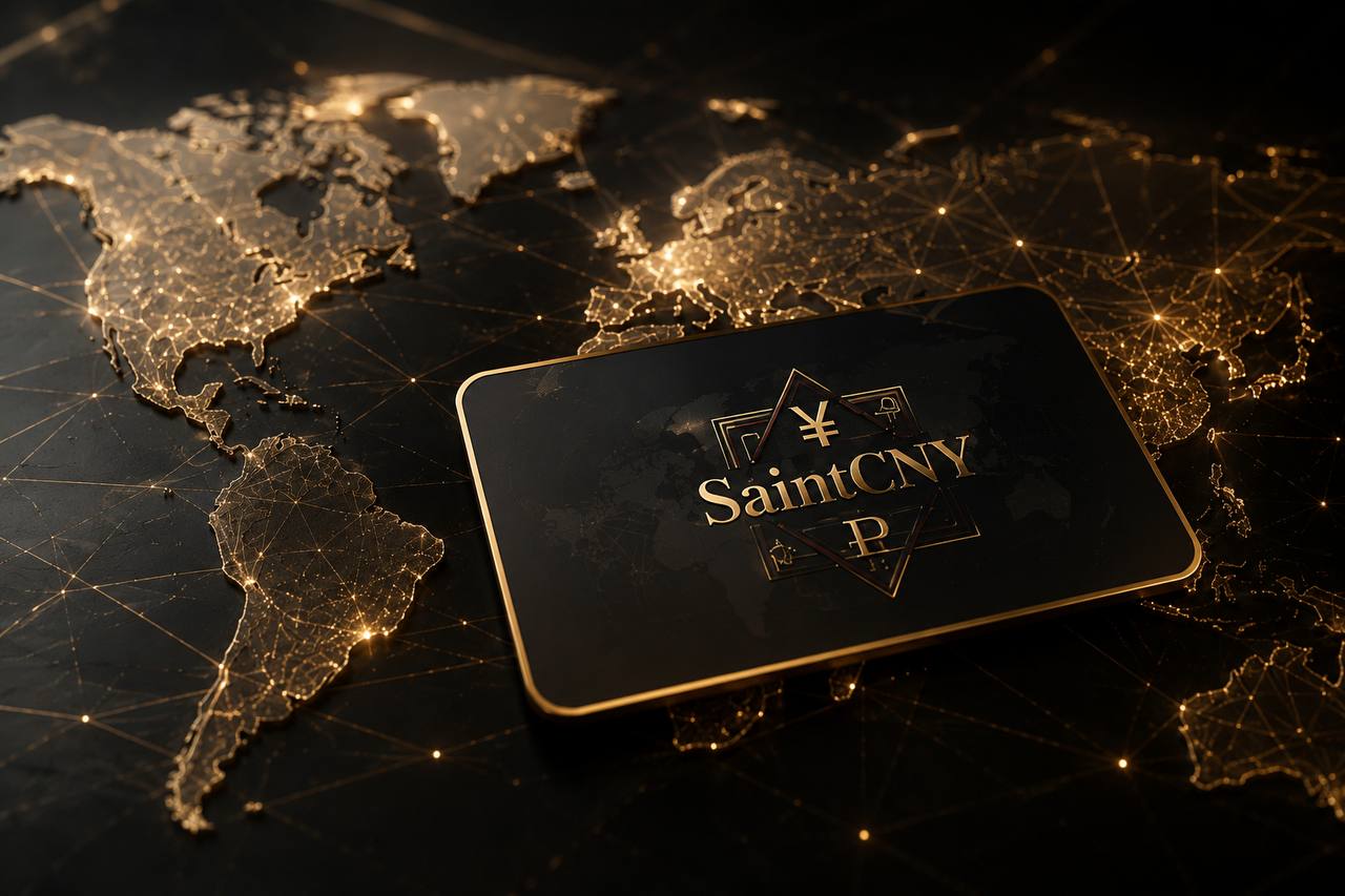 Премиальная карта SaintCNY на фоне мировой сети